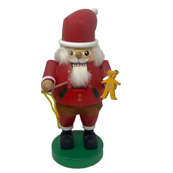 Richard Glasser Erzgebirgische Germany Wood Nutcracker Santa With Bear 8” - Picture 1 of 8